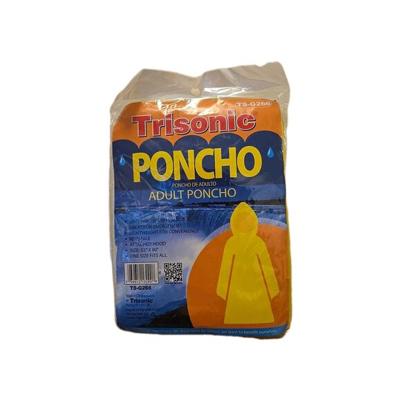 Trisonic Adult Poncho Unisex Waterproof Disposable Lightweight Reusable for Rain - Picture 1 of 4